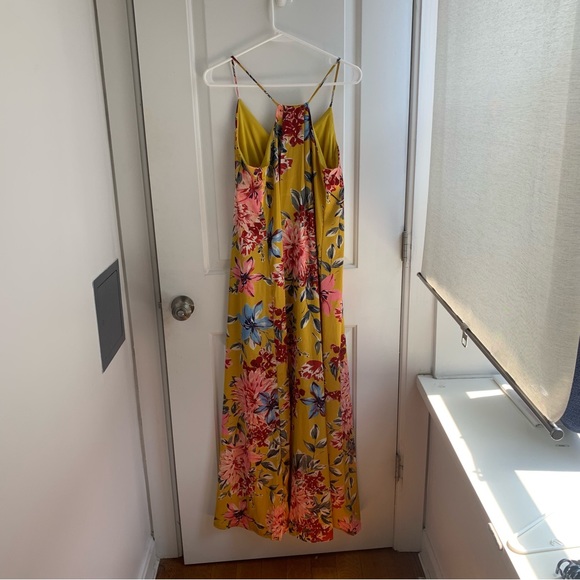 Anthropologie | Nicole Miller | Gold Silk Maxi Dress | Size 4 - Picture 2 of 3